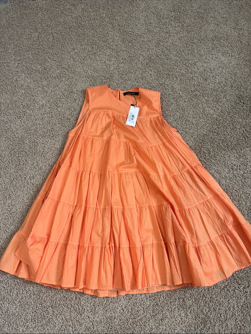 Sleeveless Tiered Summer Dress in Coral Orange